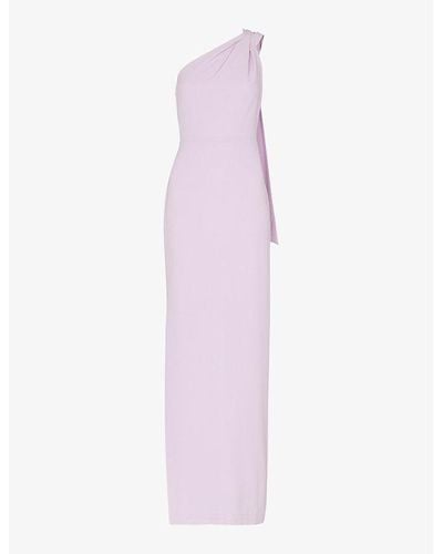 Whistles Bethan One-shoulder Stretch-recycled-polyester Maxi Dress - Purple