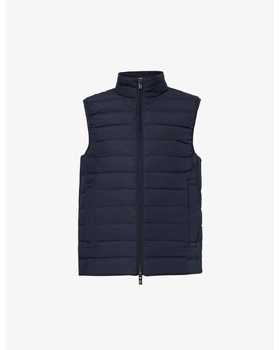 Emporio Armani Rubberised-logo Quilted Shell Gilet - Blue
