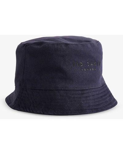 Ted Baker Bennjie Logo-embroidered Cotton-blend Bucket Hat - Blue