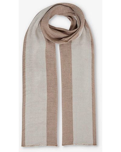 Reiss Beatrix Striped Linen And Modal - Natural