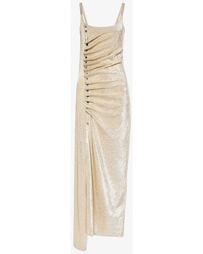 Rabanne Ruched Scoop-neck Stretch-woven Maxi Dress - White