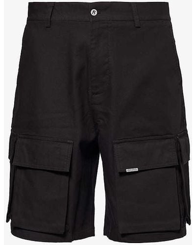Represent Cargo-pocket Relaxed-fit Cotton Shorts - Black