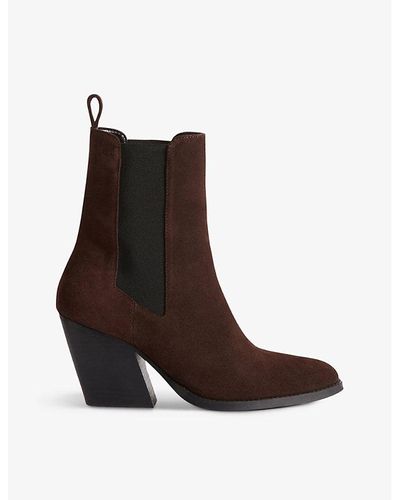 Claudie Pierlot Rabica Pointed-toe Suede Heeled Ankle Boots - Brown