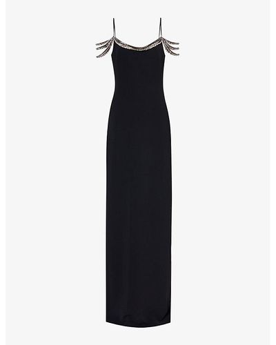 Stella McCartney Crystal-embellished Slim-fit Stretch-woven Maxi Dress - Black