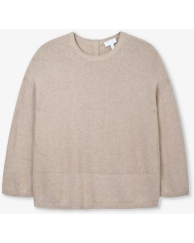 The White Company Relaxed-fit Button-back Cotton Jumper X - Natural