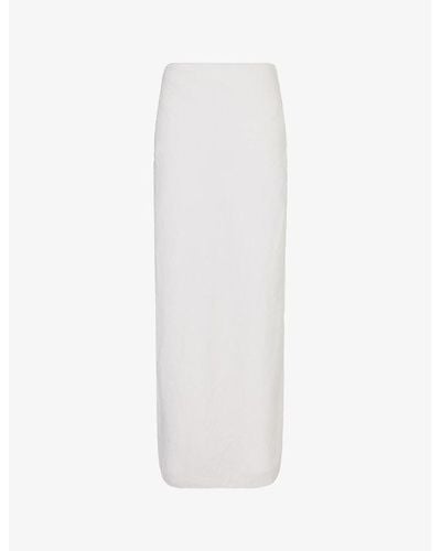 Posse Aurora Mid-rise Linen Maxi Skirt - White