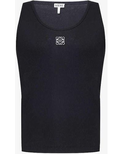 Loewe Anagram-embroidered Cotton-jersey Tank Top - Blue