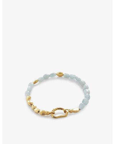 Monica Vinader Rio Recycled 18ct Yellow -plated Vermeil Sterling-silver And Aquamarine Beaded Bracelet - White