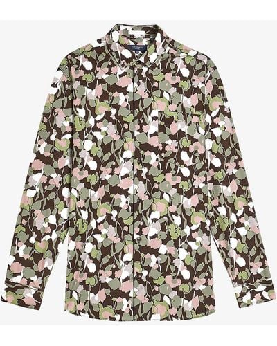 Ted Baker Poplar Floral-print Cotton Shirt - Brown