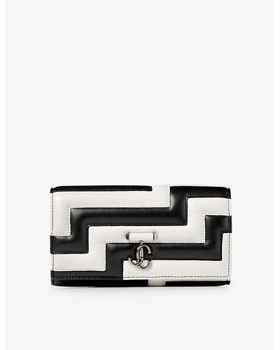 Jimmy Choo Avenue Leather Wallet-on-chain - White