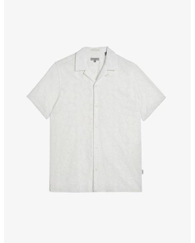 Ted Baker Allbury Circle-embroidered Cotton Shirt - White