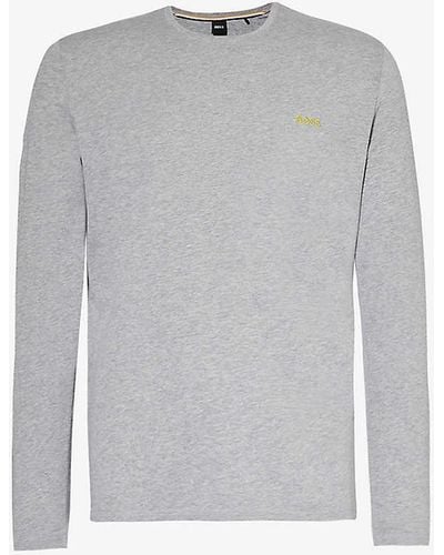 BOSS Brand-embroidered Stretch-cotton T-shirt X - Grey
