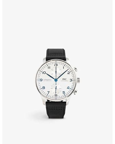IWC Schaffhausen Iw371605 Portugieser Stainless-steel And Leather Automatic Watch - White