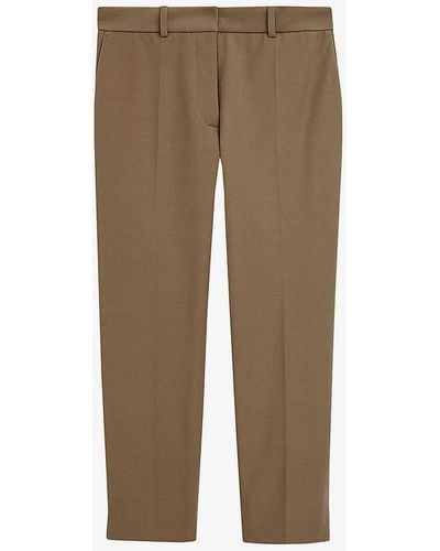 JOSEPH Bing Pressed-crease Straight-leg Mid-rise Stretch-woven Trousers - Natural