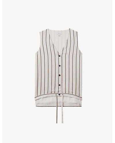 Reiss Francie Stripe-pattern Woven Waistcoat - White
