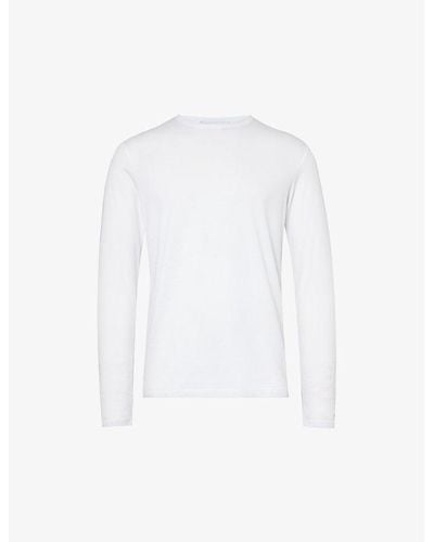 Sunspel Sun Crew-neck Long-sleeve Cotton-jersey T-shirt - White