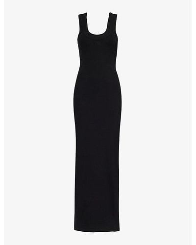 Alexander Wang Brand-embossed Slim-fit Stretch-cotton Maxi Dress - Black