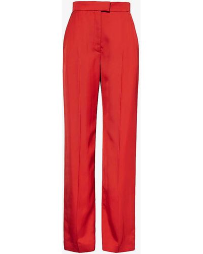 Alexander McQueen Straight-leg High-rise Woven Trousers - Red