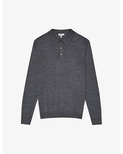 Reiss Trafford Merino Wool Polo Shirt X - Grey