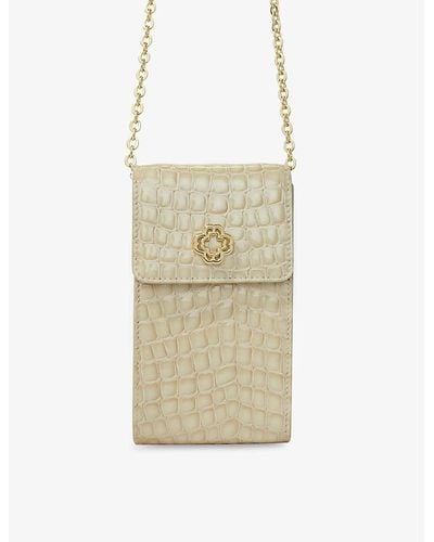 Maje Mock-croc Embossed Patent-leather Cross-body Pouch - Natural