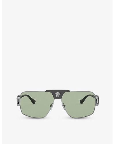 Versace Ve2251 Pillow-frame Steel Sunglasses - Green
