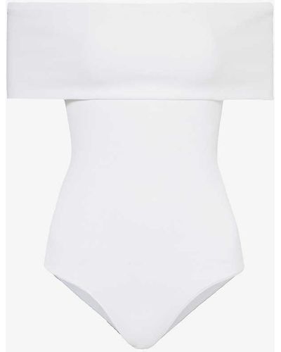 Alaïa Off-the-shoulder Slim-fit Knitted Bodysuit - White