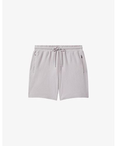 Reiss Hester Textured-weave Cotton Shorts X - Grey