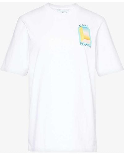 Casablancabrand Graphic-print Short-sleeve Organic Cotton-jersey T-shirt - White