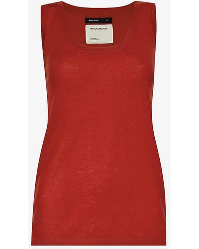 Frenckenberger Relaxed-fit Scoop-neck Cashmere Knitted Top - Red