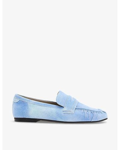 AllSaints Sapphire Penny-trim Flat Suede Loafers - Blue