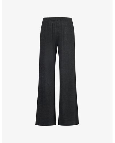 Eberjey High-rise Linen Trouser - Black