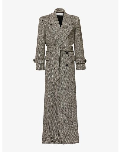 Saint Laurent Oversized Double-breasted Virgin-wool Blend Belted Coat - Gray