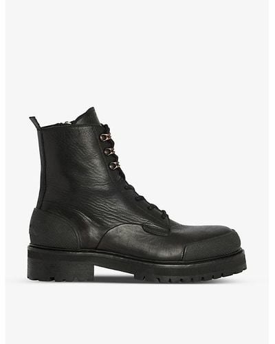 AllSaints Mudfox Lace-up Leather Ankle Boots - Black