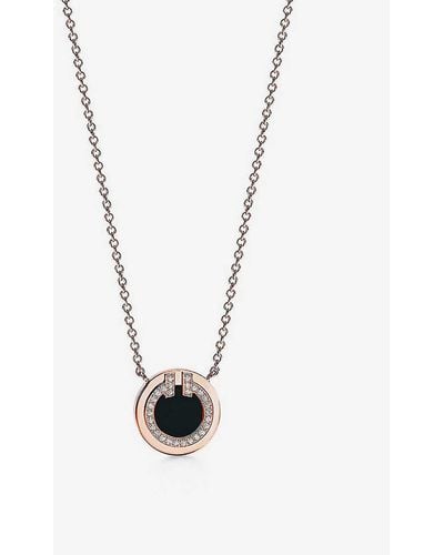 Tiffany & Co. Tiffany T Two Circle 18ct Rose-gold, Diamond And Black Onyx Pendant Necklace - White