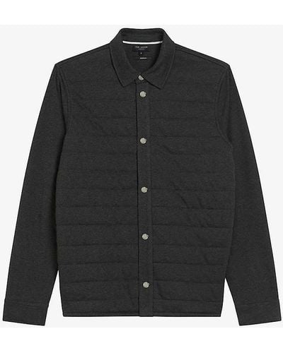 Ted Baker Ansty Padded Cotton-jersey Shirt - Black