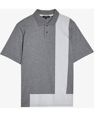 Ted Baker Chiping Logo-print Woven Polo Shirt - Grey