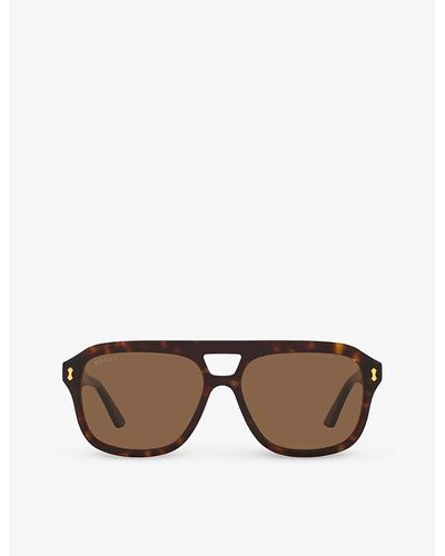 Gucci Gc002033 gg1263s Rectangle-frame Acetate Sunglasses - Brown