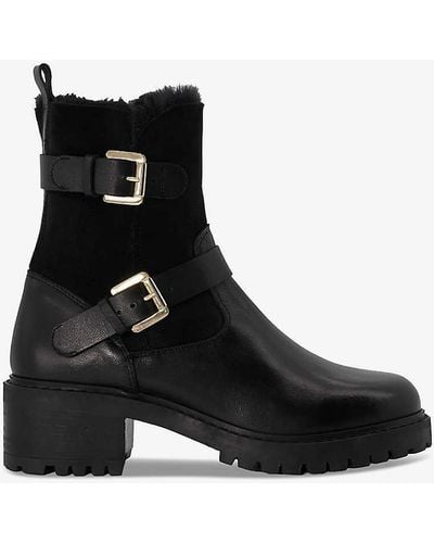 Dune Perform Faux Fur-lined Leather Ankle Boots - Black