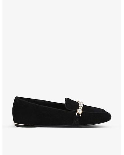 Carvela Kurt Geiger Precious Crystal And Faux-pear Suede-leather Loafers - Black