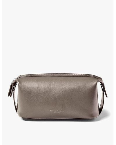 Aspinal of London Mount Street Leather Washbag - Gray
