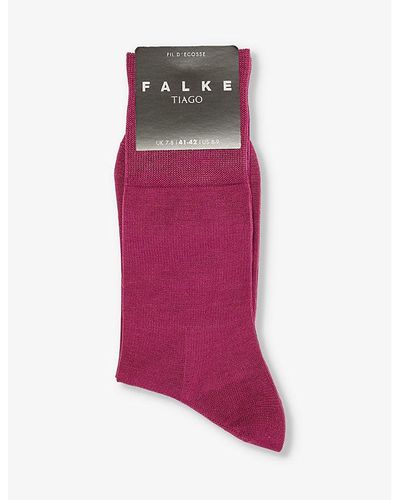 FALKE Tiago Logo-print Organic-cotton Blend Knitted Socks - Purple