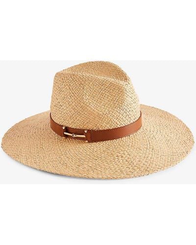 Ted Baker Hariets Leather-trim Straw Hat - Natural
