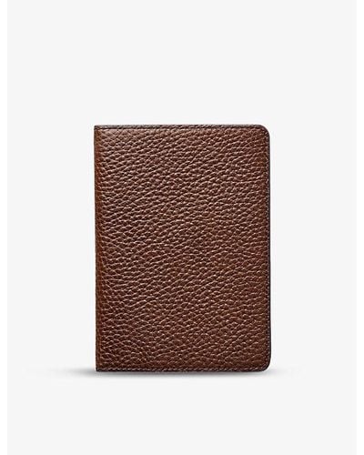 Aspinal of London Logo-print Grained-leather Passport Cover - Brown