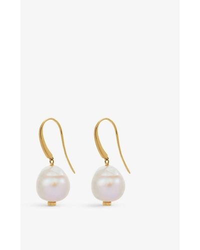 Monica Vinader Nura Keshi 18ct Yellow Gold-plated Vermeil Sterling Silver And Pearl Earrings - White