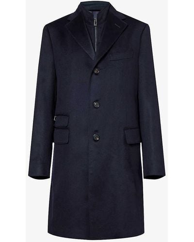 Corneliani Single-breasted Darted Regular-fit Cashmere Coat - Blue