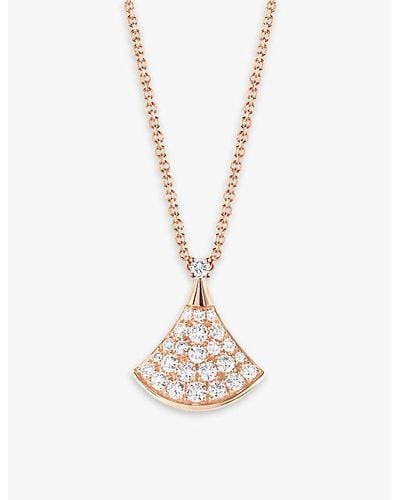 BVLGARI Divas'dream 18ct Rose-gold And 0.47ct Brilliant-cut Diamond Necklace - White