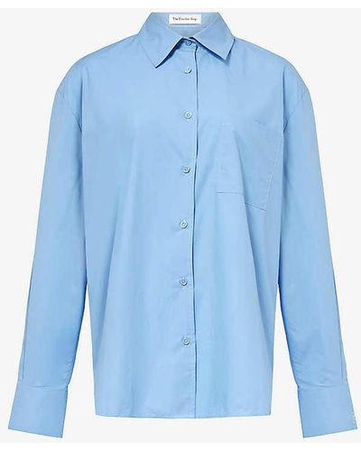 Frankie Shop Lui Relaxed-fit Cotton-poplin Shirt - Blue