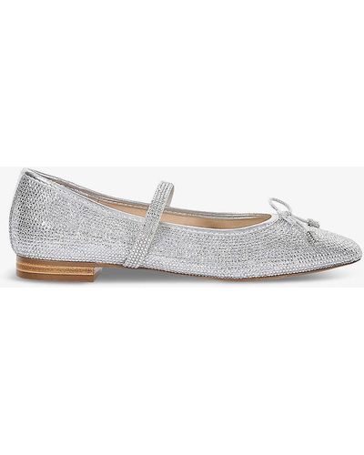Dune Holly Crystal-embellished Woven Mary-jane Court Shoes - White