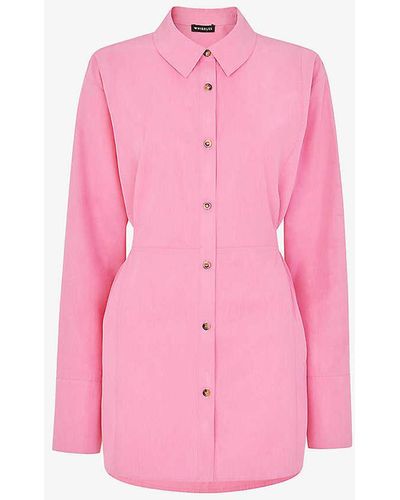 Whistles Janet Tie-waist Woven Shirt - Pink
