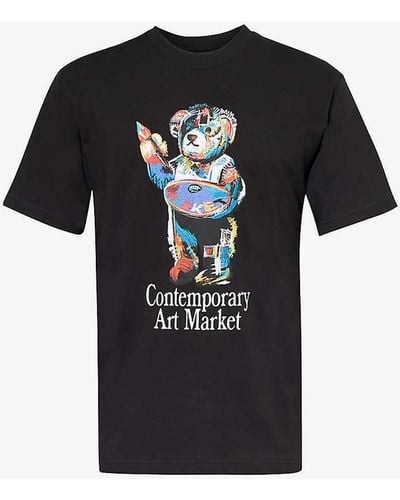 Market Art Bear Graphic-print Cotton-jersey T-shirt - Black
